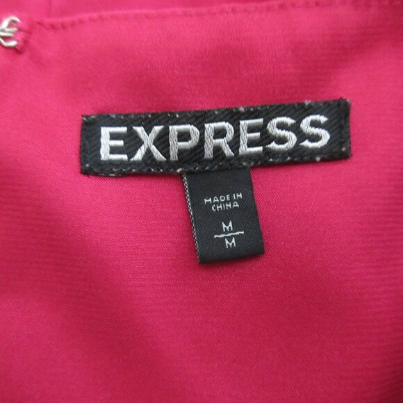Express Womens Blouse Top Sz Medium Peplum Sleeveless Magenta Scoop Neck Zip - Picture 3 of 7